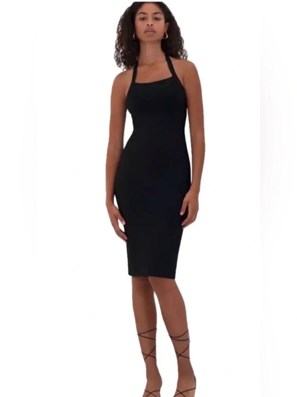 Aritzia TEN By Babaton Chandelier Halter Bandage Dress in Black Size M